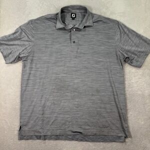 Footjoy FJ Mens 2XL Golf Polo Shirt Gray Heathered Short Sleeve Performance EUC